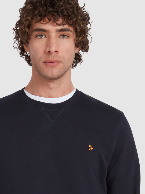 Tim Organic Cotton Crew Neck Sweatshirt In True Navy