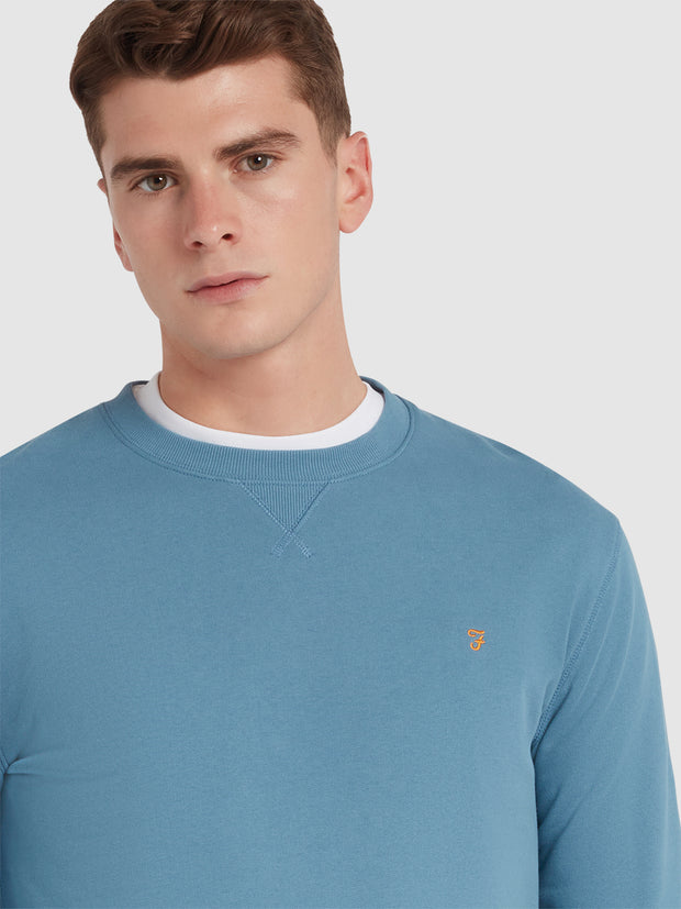 Tim Organic Cotton Crew Neck Sweatshirt In Para Blue