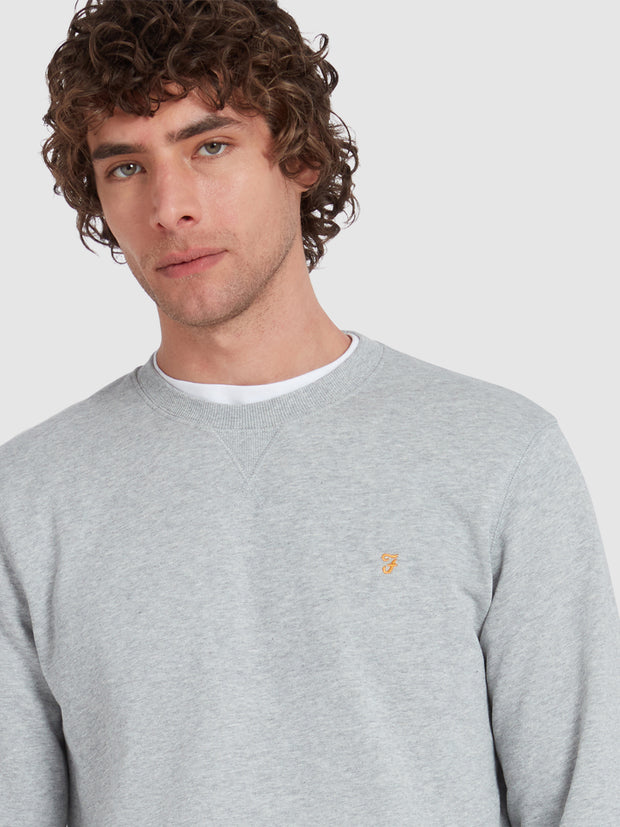 Tim Organic Cotton Crew Neck Sweatshirt In Light Grey Marl