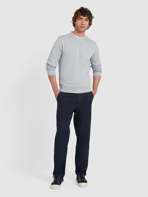 Tim Organic Cotton Crew Neck Sweatshirt In Light Grey Marl