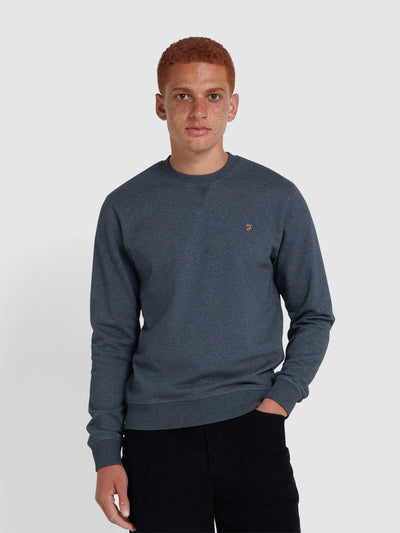 Tim Organic Cotton Crew Neck Sweatshirt In Farah Grey Marl