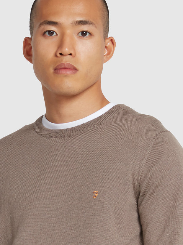 Mullen Merino Wool Crew Neck Sweater In Mushroom Grey