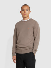 Mullen Merino Wool Crew Neck Sweater In Mushroom Grey