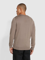 Mullen Merino Wool Crew Neck Sweater In Mushroom Grey