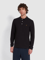 Blanes Organic Cotton Long Sleeve Polo Shirt In Black