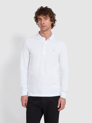 Blanes Organic Cotton Long Sleeve Polo Shirt In White