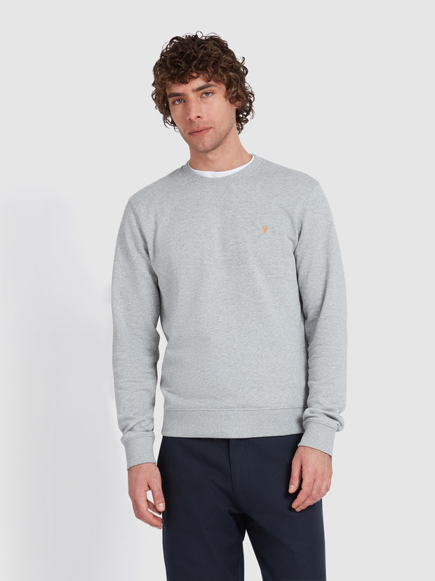 Tim Organic Cotton Crew Neck Sweatshirt In Light Grey Marl