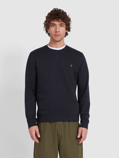 Tim Organic Cotton Crew Neck Sweatshirt In True Navy