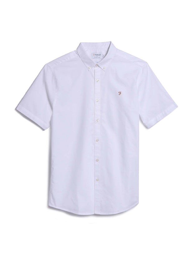 Brewer Chemise Oxford ajustée à manches courtes en coton biologique - White