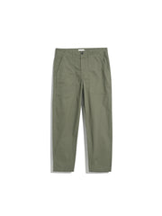 Hawtin Relaxed Tapered Fit Fine Twill Patch Trousers In Green Khaki