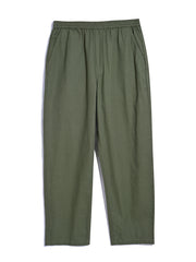 Greenport Loose Fit Canvas Trousers In Olive Green