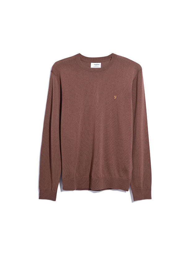 Mullen Merino Wool Crew Neck Sweater In Teak