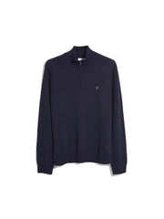 Redchurch Merino Wool Quarter Zip Sweater In True Navy