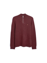 Birchall Quarter Zip Lambswool Sweater In Red Venear