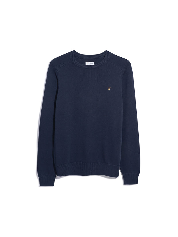 Kingsbury Crew Neck Sweater In True Navy