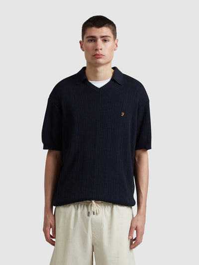 Woodford Knitted Polo Shirt In True Navy
