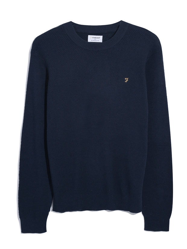 Rainhill Honeycomb Sweater In True Navy