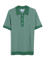 Sandford Knitted Polo Shirt In Green Meadow