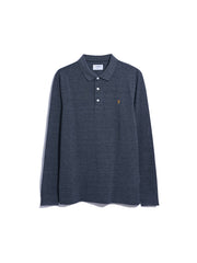 Blanes Organic Cotton Long Sleeve Polo Shirt In Farah Grey Marl