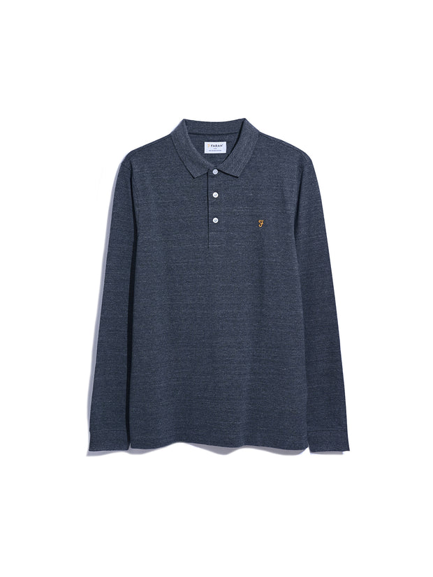 Blanes Long Sleeve Polo Shirt In Farah Grey Marl