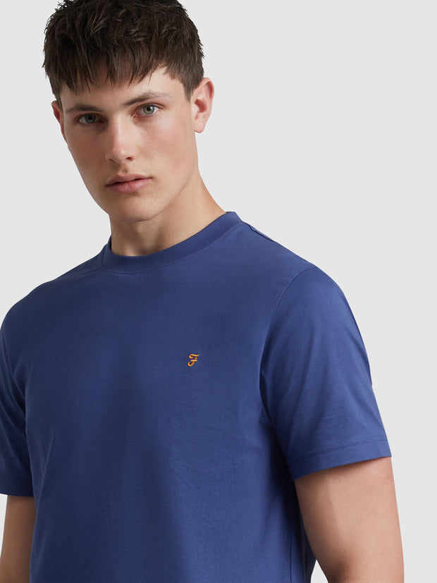 Danny Regular Fit Organic Cotton T-Shirt In Sigil Blue