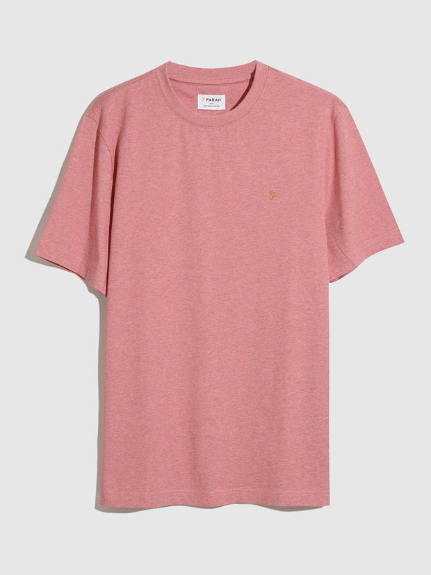 Danny Regular Fit Organic Cotton T-Shirt In Carnation Pink Marl
