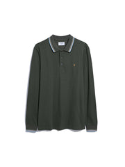 Alvin Tipped Collar Long Sleeve Polo Shirt In Evergreen