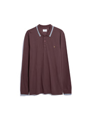 Alvin Tipped Collar Long Sleeve Polo Shirt In Farah Burgundy