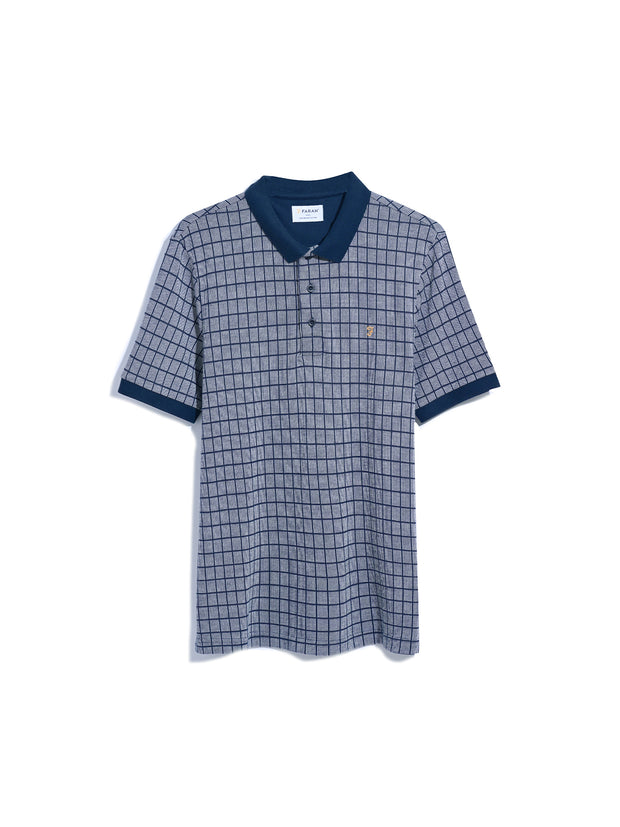 Rutland Check Polo Shirt In True Navy