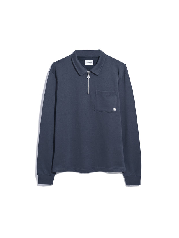 Creston Quarter Zip Rugby Sweatshirt In True Navy