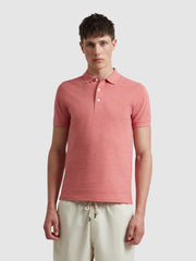 Blanes Organic Cotton Polo Shirt In Carnation Pink Marl