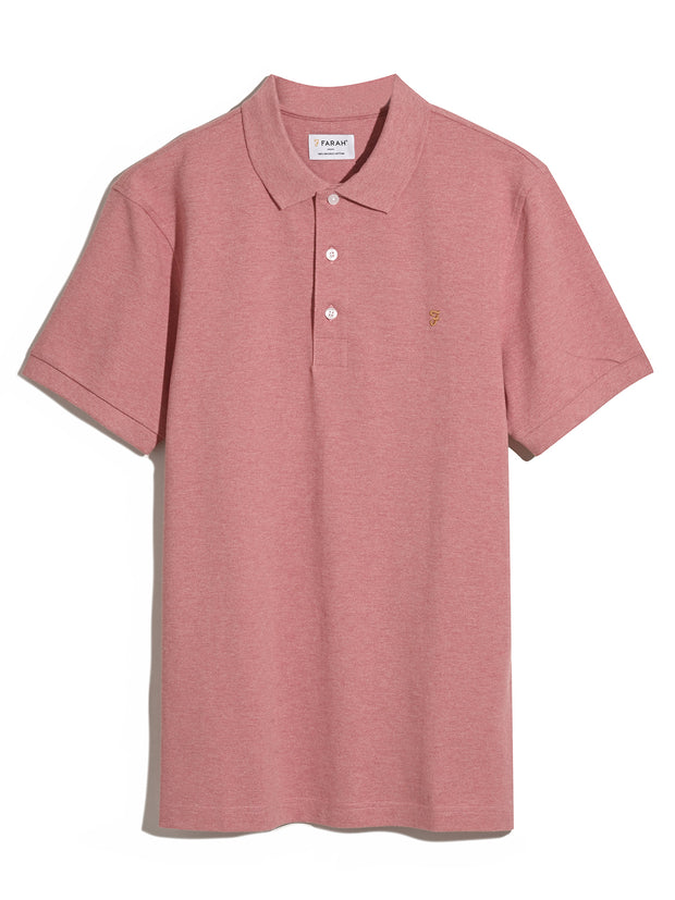Blanes Organic Cotton Polo Shirt In Carnation Pink Marl