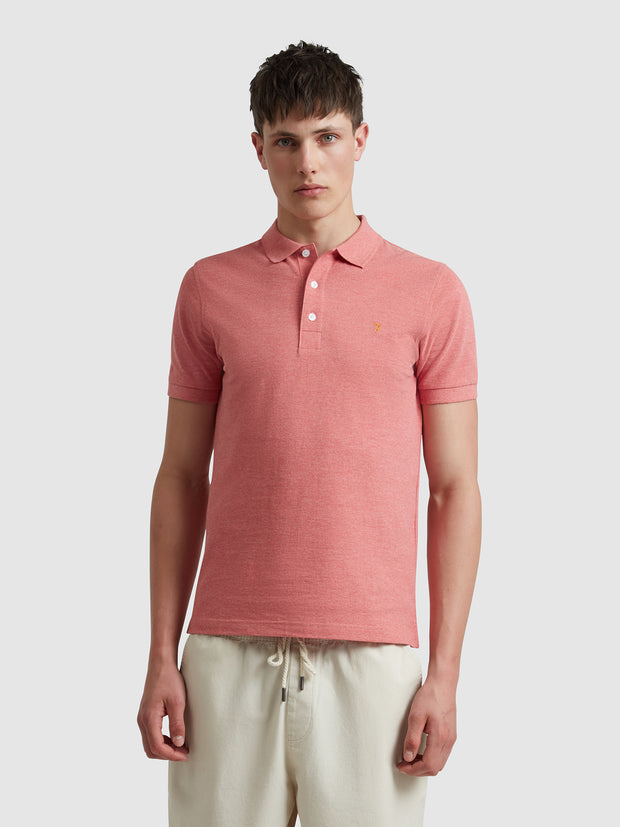Blanes Organic Cotton Polo Shirt In Carnation Pink Marl