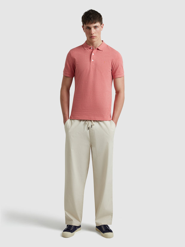 Blanes Organic Cotton Polo Shirt In Carnation Pink Marl