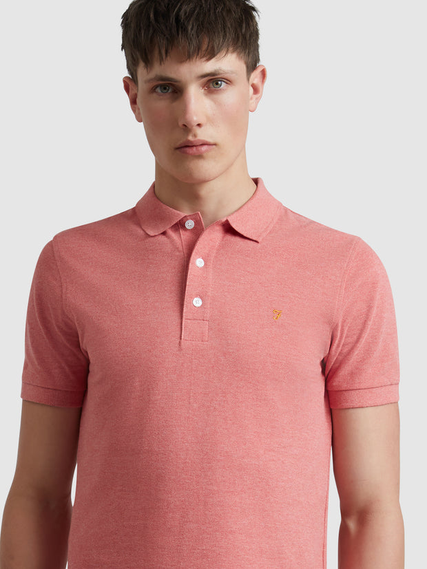 Blanes Organic Cotton Polo Shirt In Carnation Pink Marl
