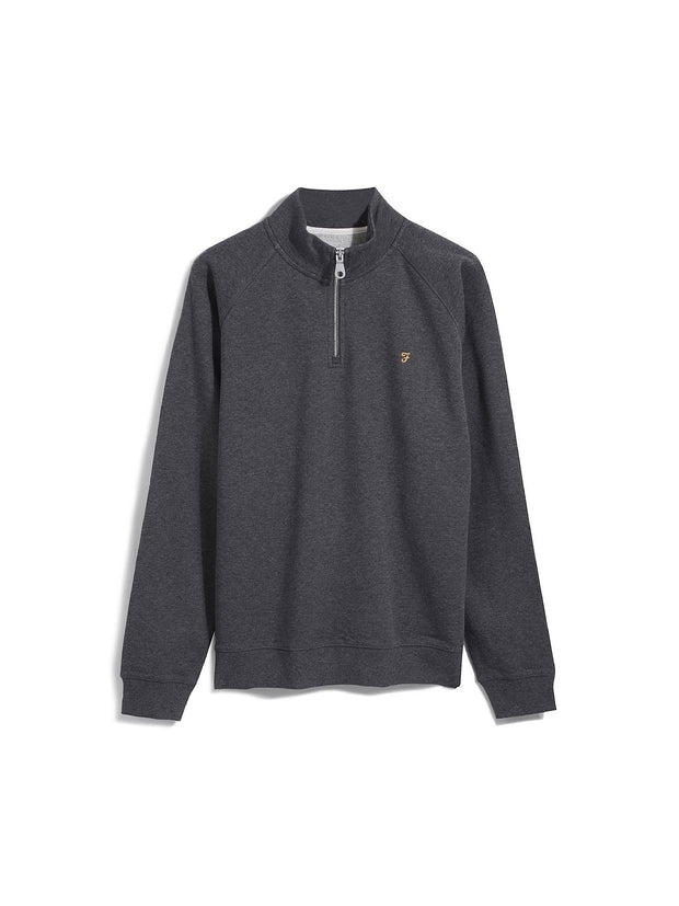 Jim Quarter Zip Organic Cotton Sweatshirt In Farah Grey Marl