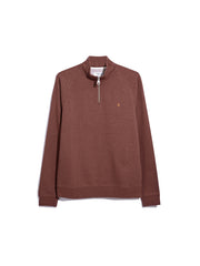 Jim Organic Cotton Quarter Zip Sweatshirt In Dark Teak Marl