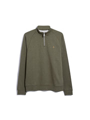 Jim Organic Cotton Quarter Zip Sweatshirt In Farah Khaki Marl