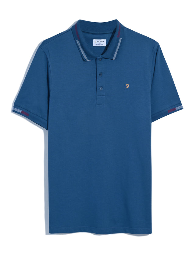 Purdy Tipped Collar Polo Shirt In Cold Metal