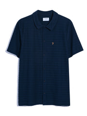 Massey Textured Stripe Polo Shirt In True Navy