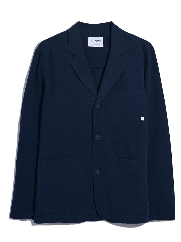 Habersham Seersucker Blazer In True Navy