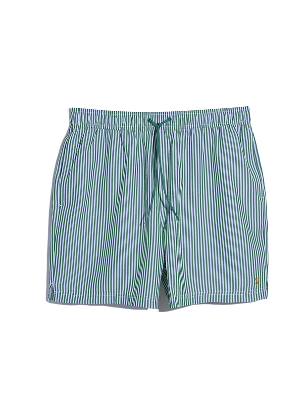 Colbert Seersucker Stripe Swim Shorts In Green Meadow