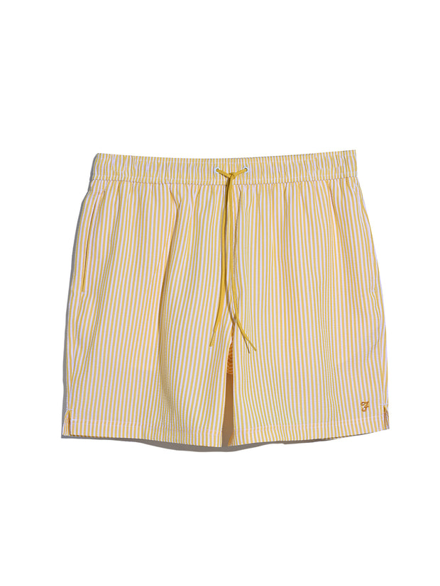 Colbert Seersucker Stripe Swim Shorts In Saffron Yellow