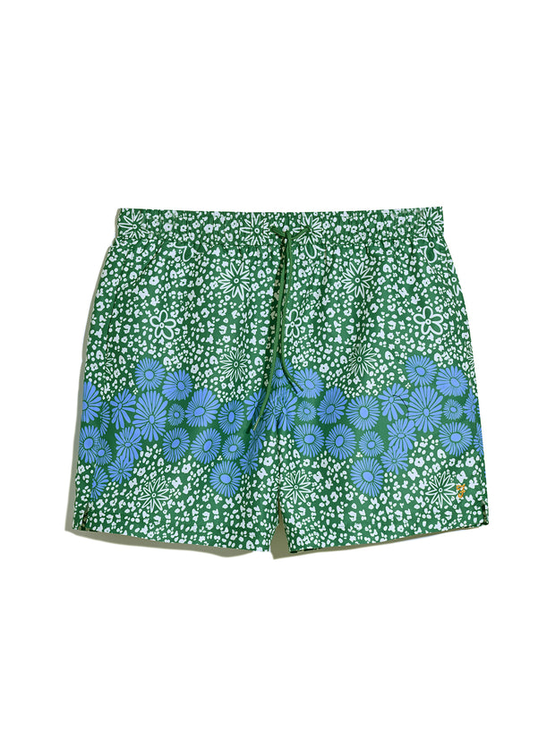 Colbert Floral Print Swim Shorts In Green Meadow