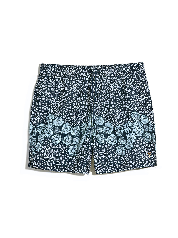 Colbert Floral Print Swim Shorts In True Navy