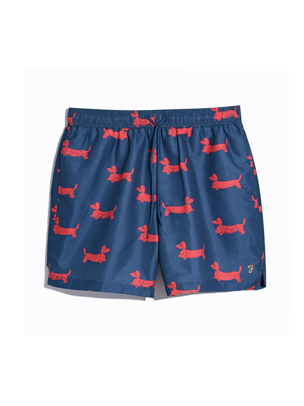 Colbert Dog Print Swim Shorts In Cold Metal