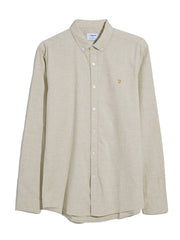 Steen Slim Fit Brushed Organic Cotton Shirt In Hazelnut Marl