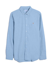 Steen Slim Fit Brushed Organic Cotton Shirt In Powder Blue Marl