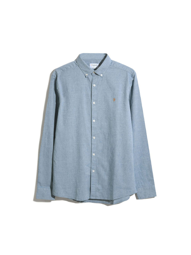 Steen Slim Fit Brushed Organic Cotton Shirt In Stellar