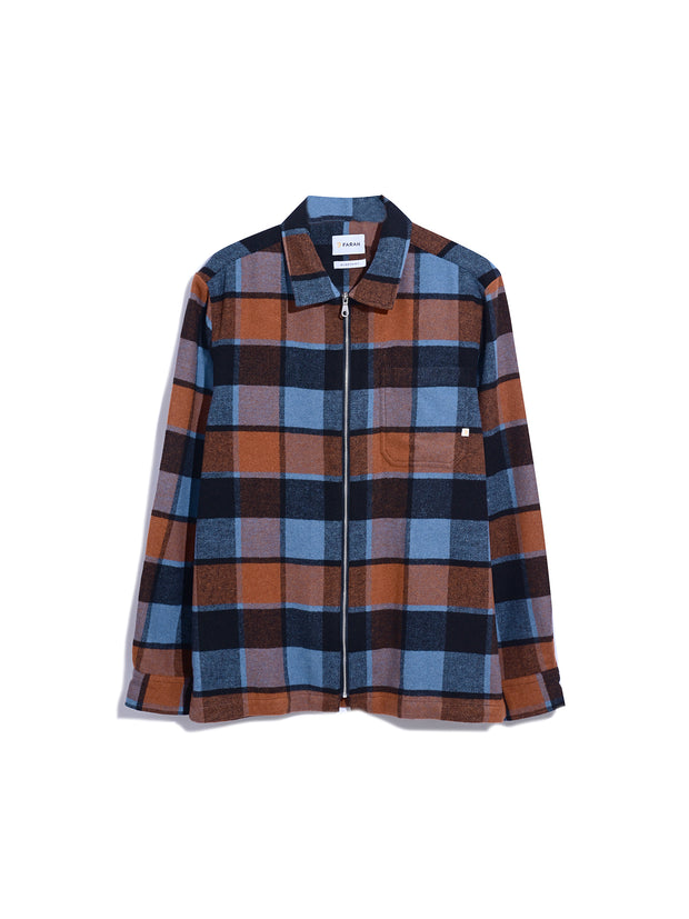 Fulbright Check Overshirt In Para Blue